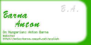 barna anton business card